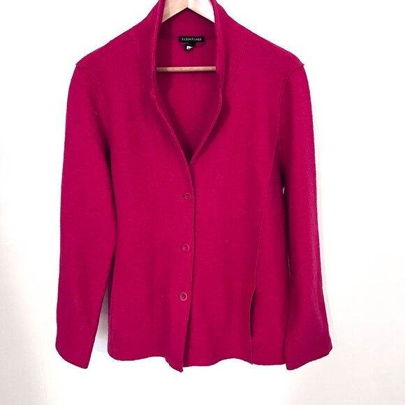 Eileen Fisher Boilded100% merino wool Cardigan Jacket Size Medium - Picture 5 of 14